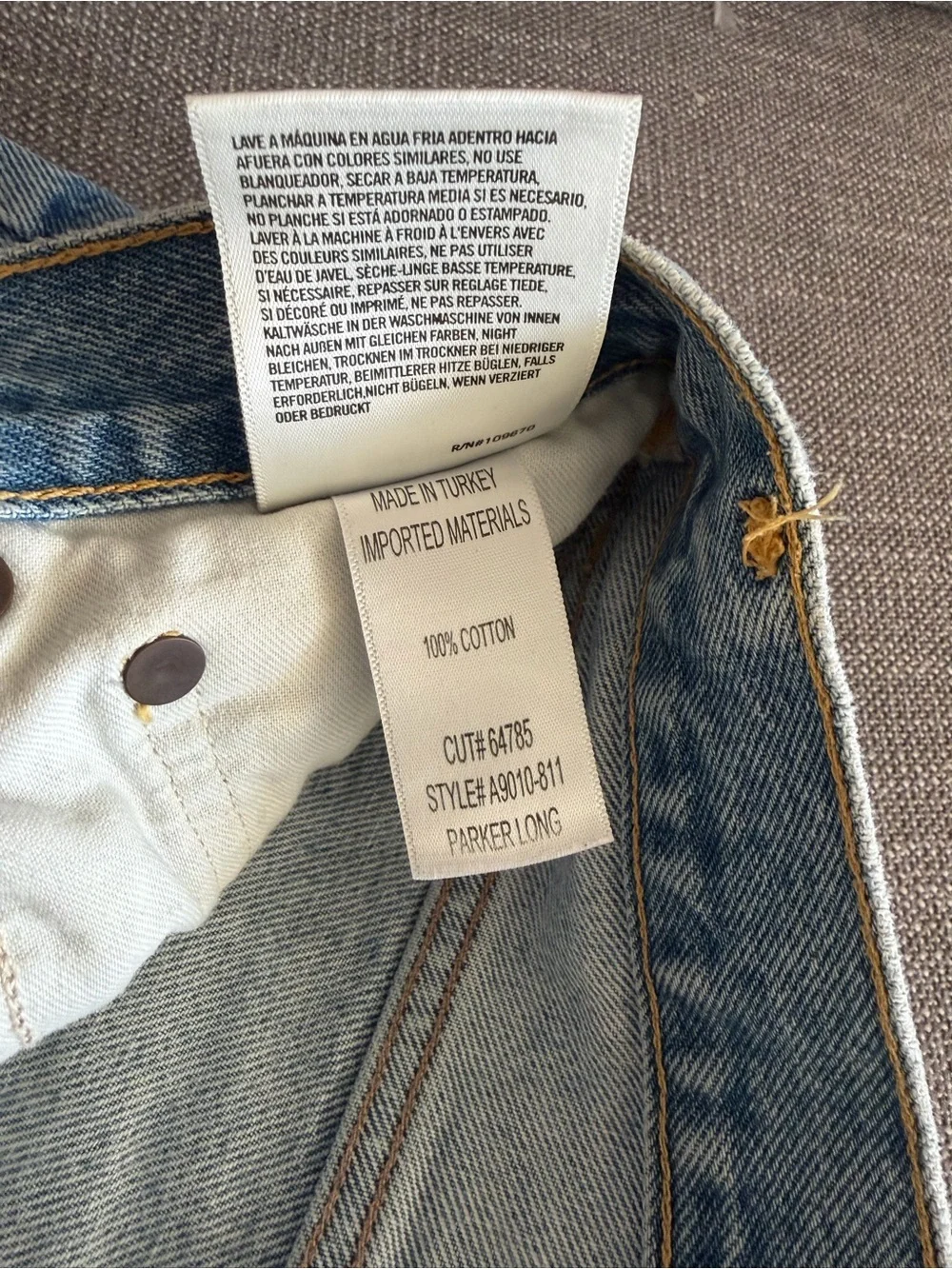 Agolde Parker Long Light Blue Distressed High-Rise Denim Shorts